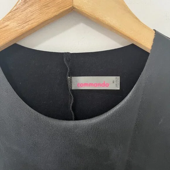 Commando Faux Leather Black Sheath Shapewear Dress Size XS - Picture 4 of 6